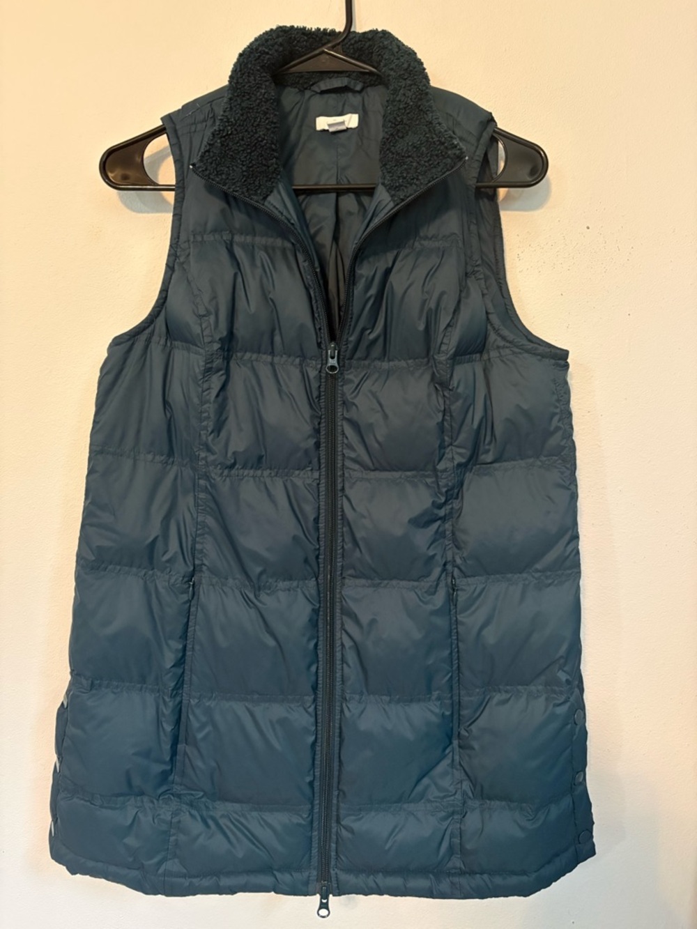 J.Jill Down Quilted Puffer Vest in Deep Teal with Sherpa Collar Size Small